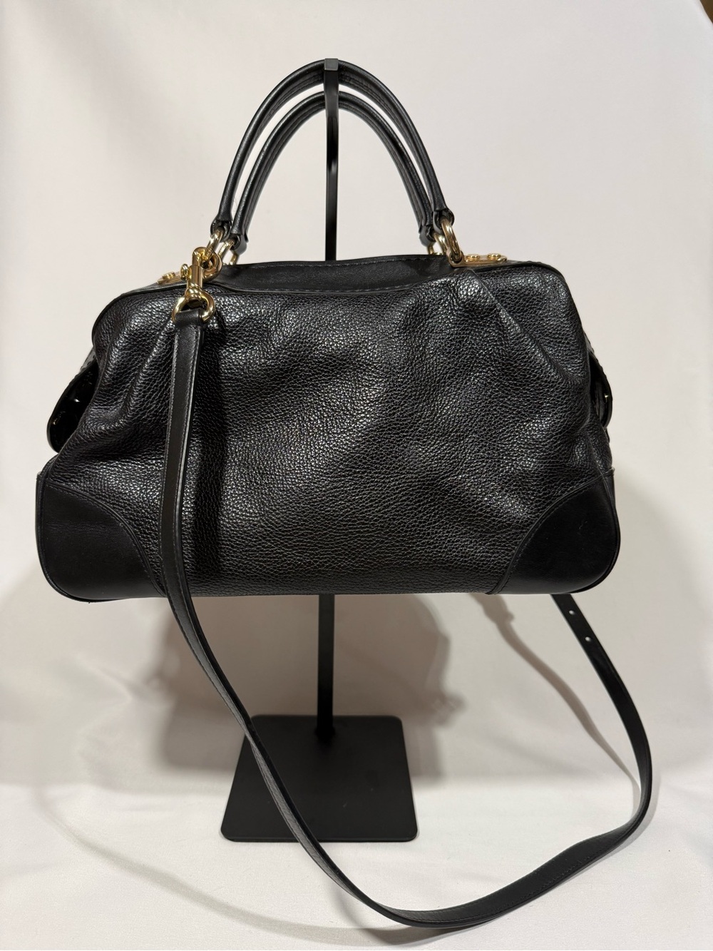 Coach Black Leather Lane Satchel Bag - Picture 3 of 9